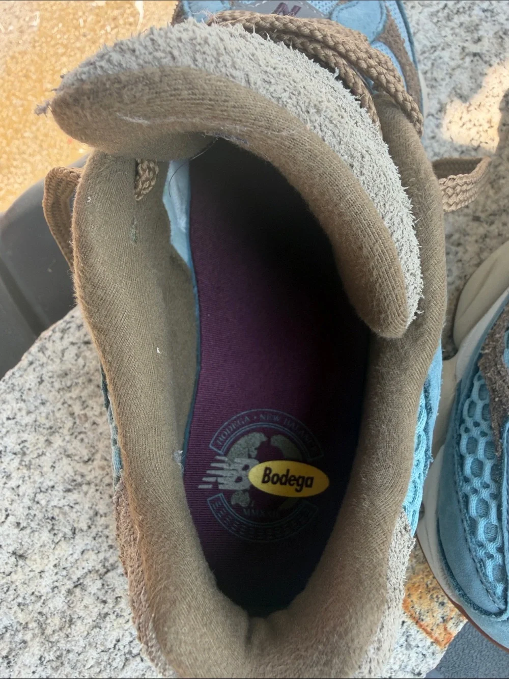 Bodega New Balance Light Blue and Brown Retro Runner Sneakers